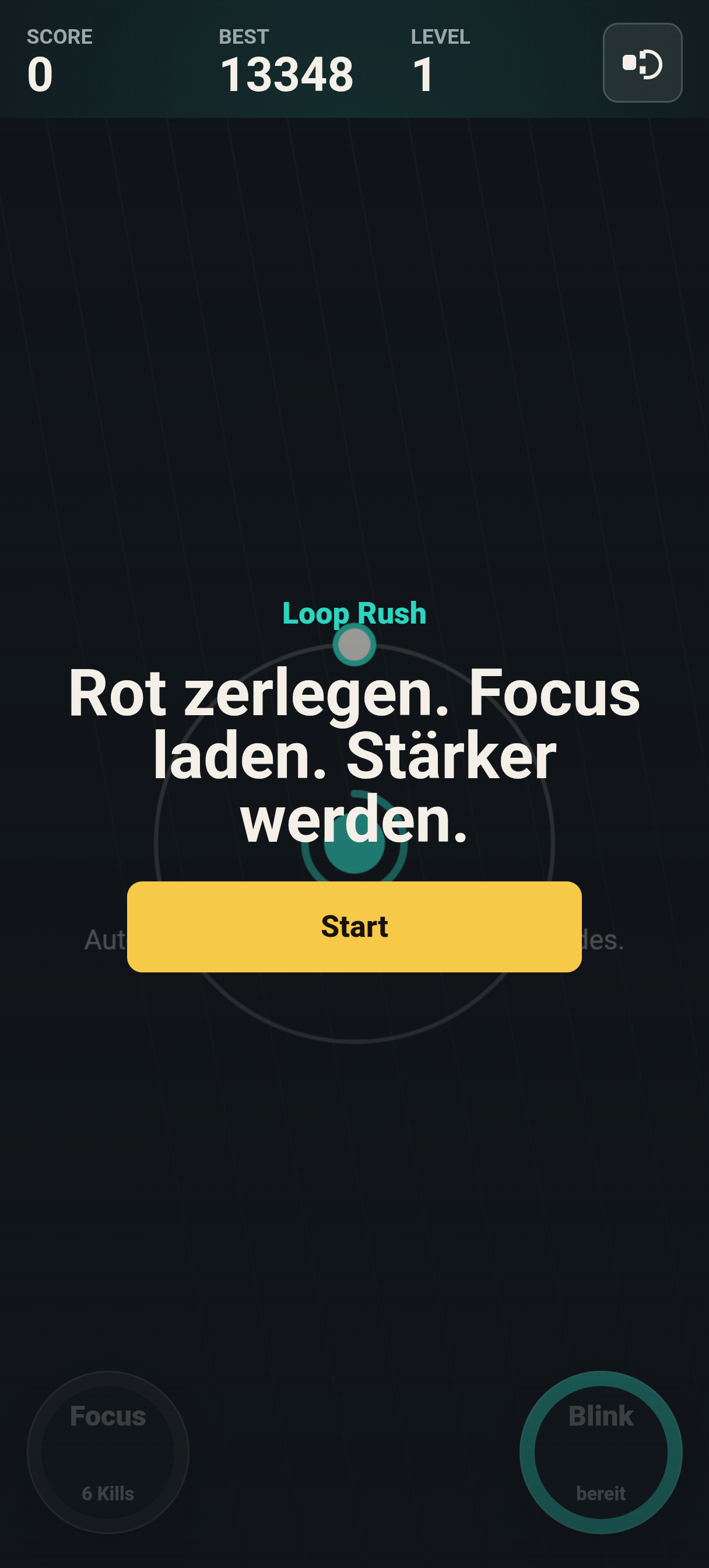 Loop Rush Startbildschirm